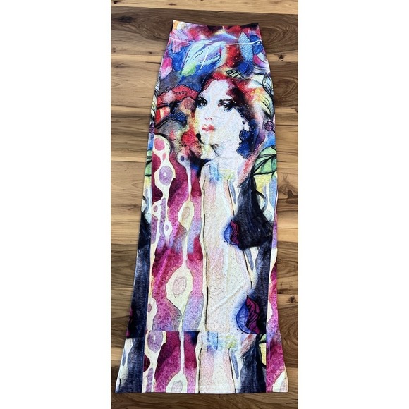 Surreal Art Portrait Midi Skirt Beaded Abstract Stretch Statement Piece - Picture 2 of 11